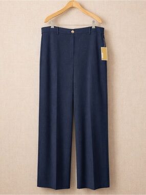 MICHAEL KORS Wide Leg Pants XL Pull On Stretch Navy Trousers